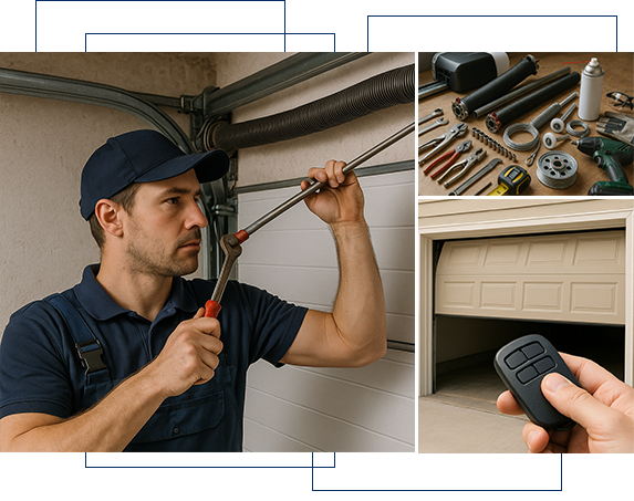 Technician replacing garage door springs in El Cajon CA